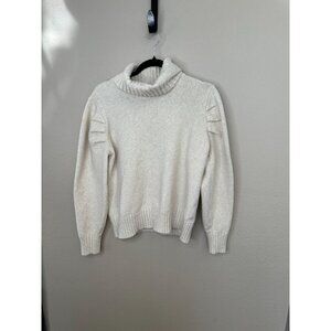 Cabi womens‎ Beige Sweater L turtleneck cotton long sleeve pullover short